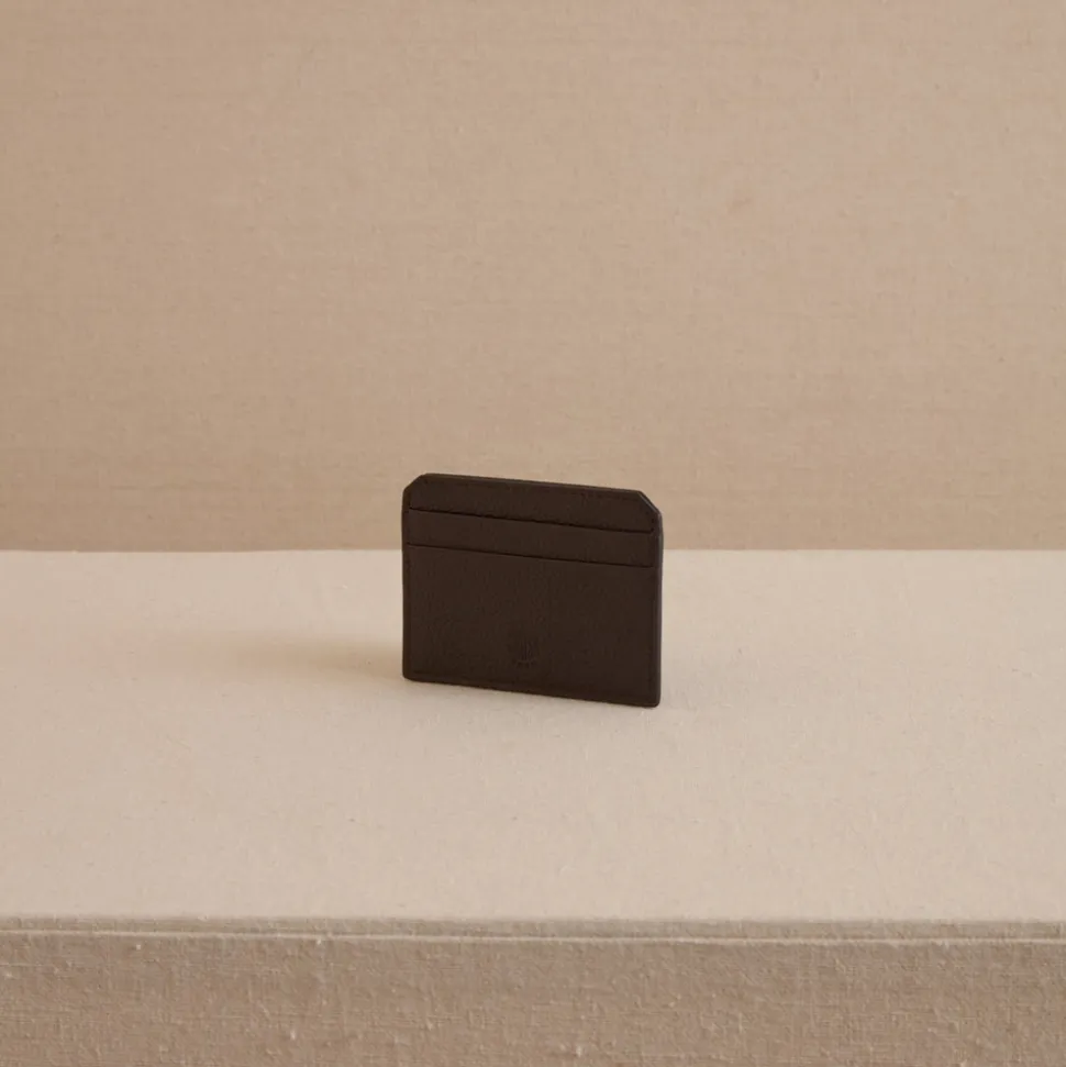 Card Case in Tumbled Grain Chocolate