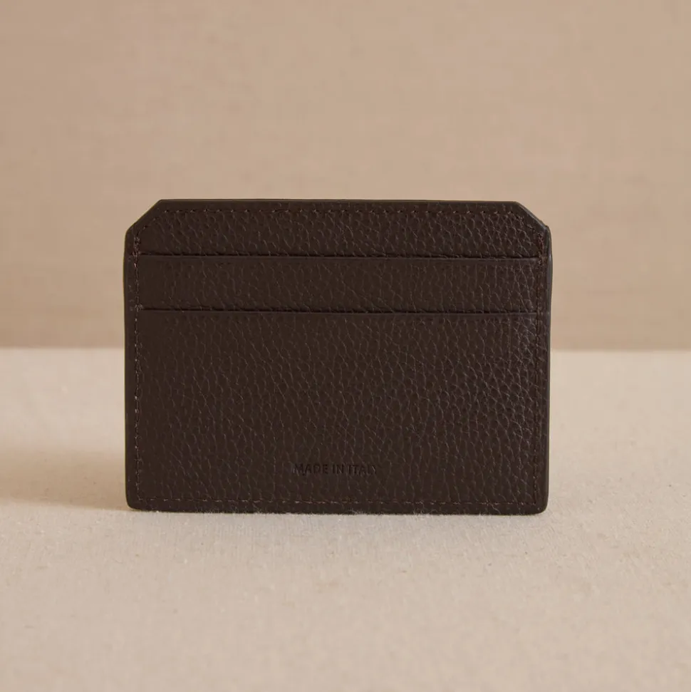Card Case in Tumbled Grain Chocolate