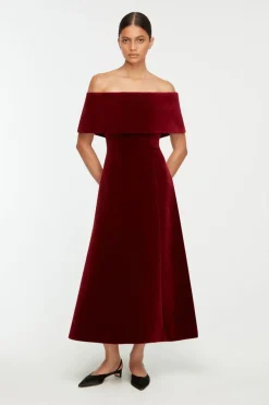 Carita Dress in Burgundy Wind Velvet