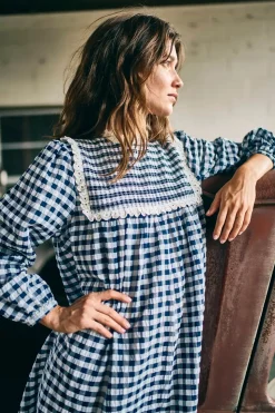 Carlyle Dress in Navy & White