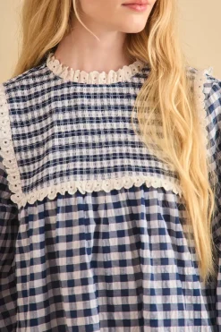 Carlyle Dress in Navy & White