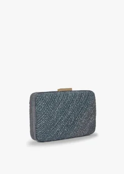 Carmen Woven Straw Clutch Bag in Black