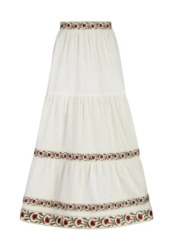 Carnation Ruffle Skirt in Ivory & Red