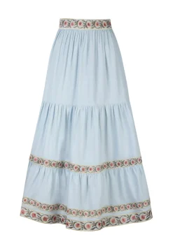 Carnation Ruffle Skirt in Blue & Pink