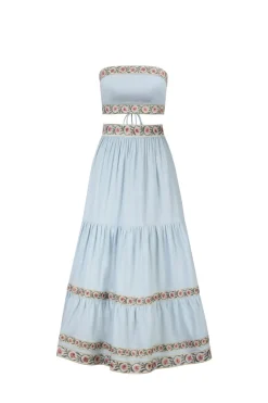 Carnation Ruffle Skirt in Blue & Pink