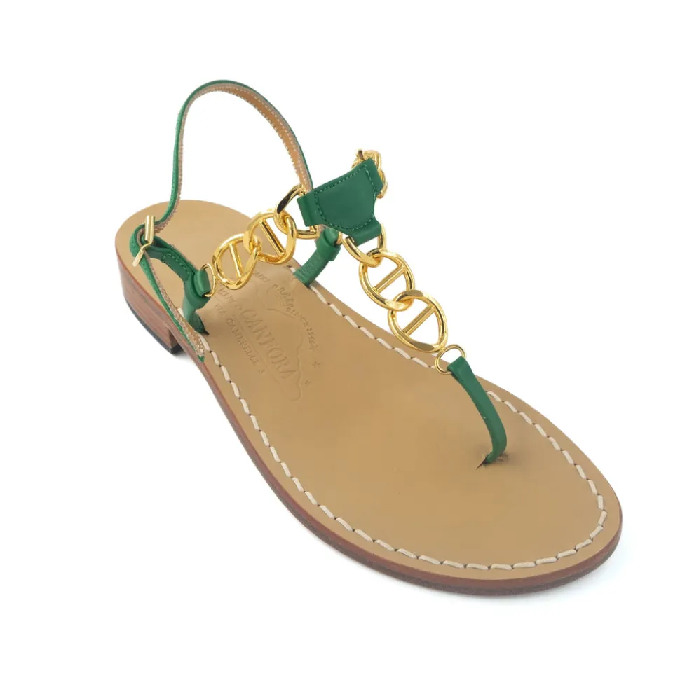 Caroline Capri-Style Leather Thong Sandal