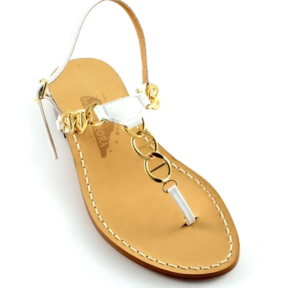 Caroline Capri-Style Leather Thong Sandal