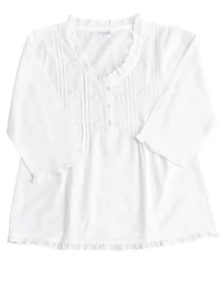 Caroline Embroidered White Cotton Pajamas