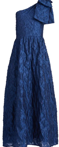 Caroline One-Shoulder Gown in Navy Organza
