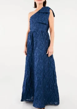 Caroline One-Shoulder Gown in Navy Organza