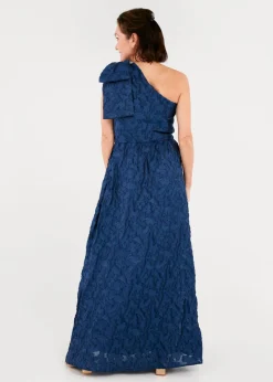 Caroline One-Shoulder Gown in Navy Organza
