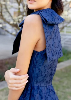 Caroline One-Shoulder Gown in Navy Organza