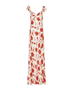 Carrie Dress in Cream & Tomato