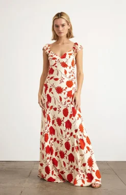 Carrie Dress in Cream & Tomato