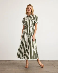 Carrington Dress in Fern & Ivory