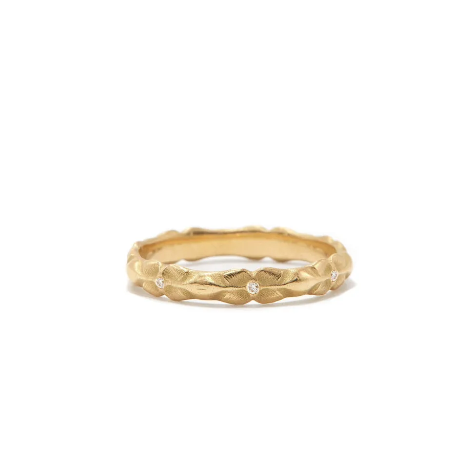 Carved Floral Band with Diamonds