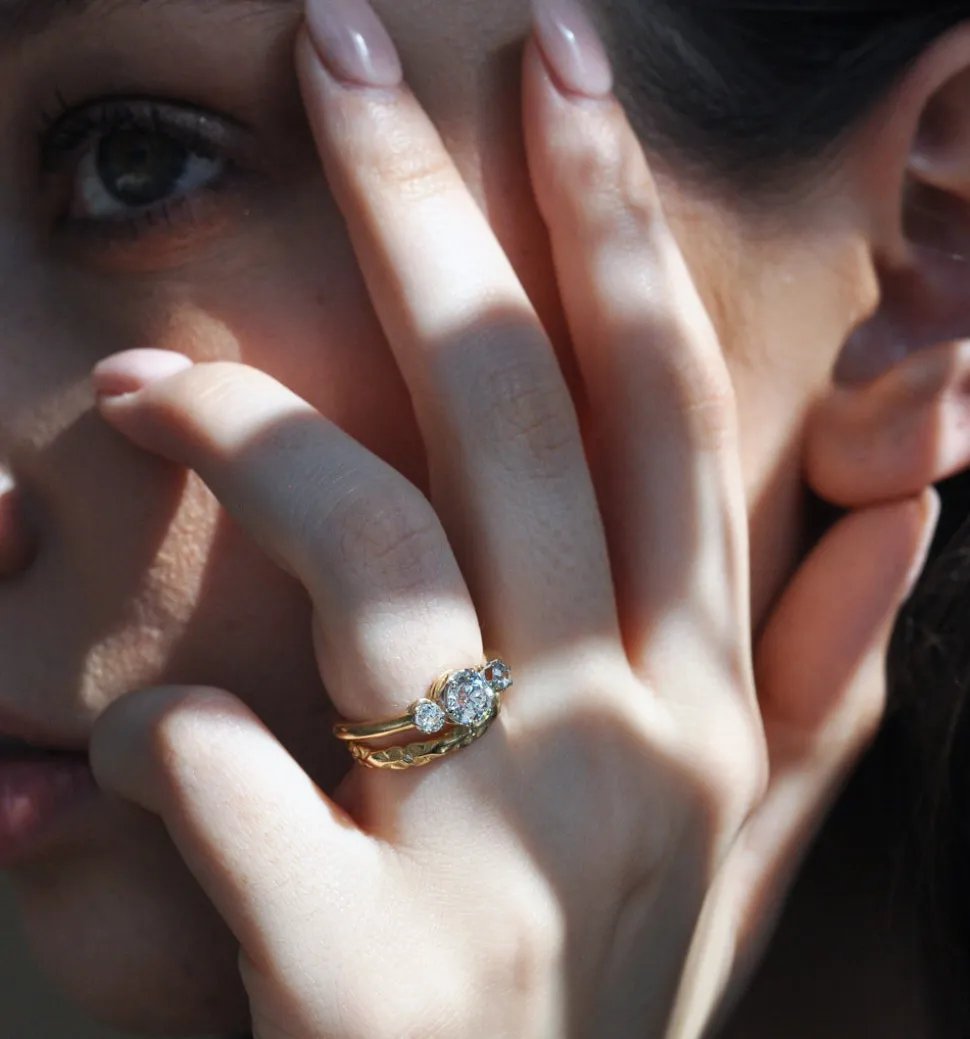 Carved Floral Band with Diamonds