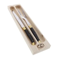Carving Set in Black & Brass