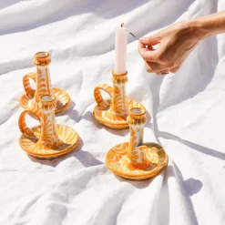 Casa Amarilla Candlestick with Hand-Painted Designs