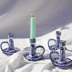 Casa Azul Candlestick with Hand-Painted Designs