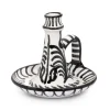 Casa Blanca & Negra Candlestick with Hand-Painted Designs