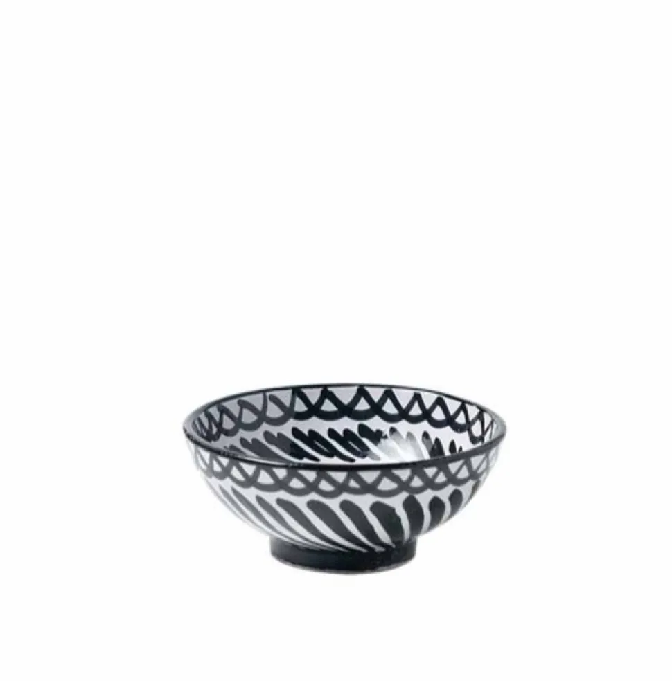 Casa Blanca & Negra Small Bowl with Hand-painted Designs