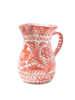 Casa Coral Medium Pitcher with Hand-painted Designs