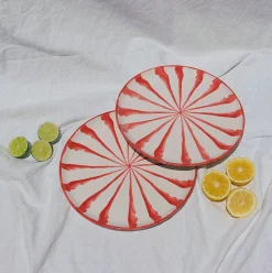 Casa Coral Salad Plate with Candy Cane Stripes