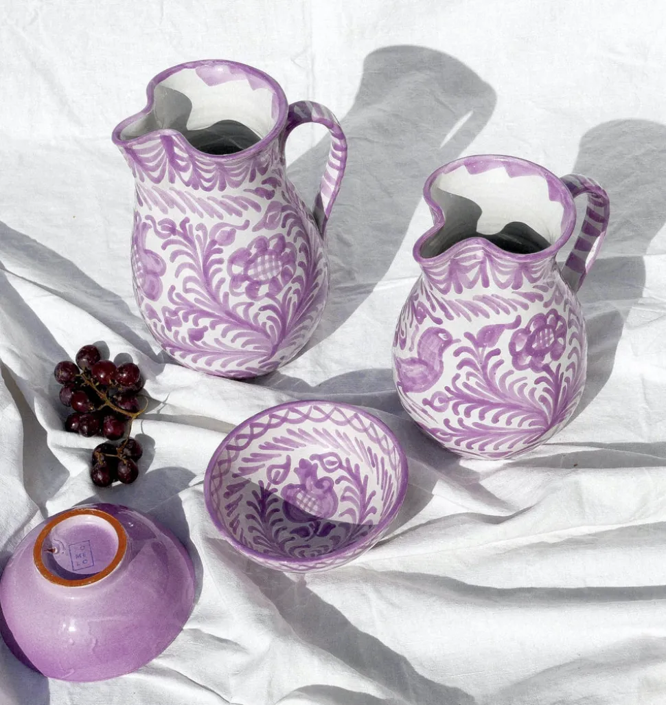 Casa Lila Large Pitcher with Hand-painted Designs