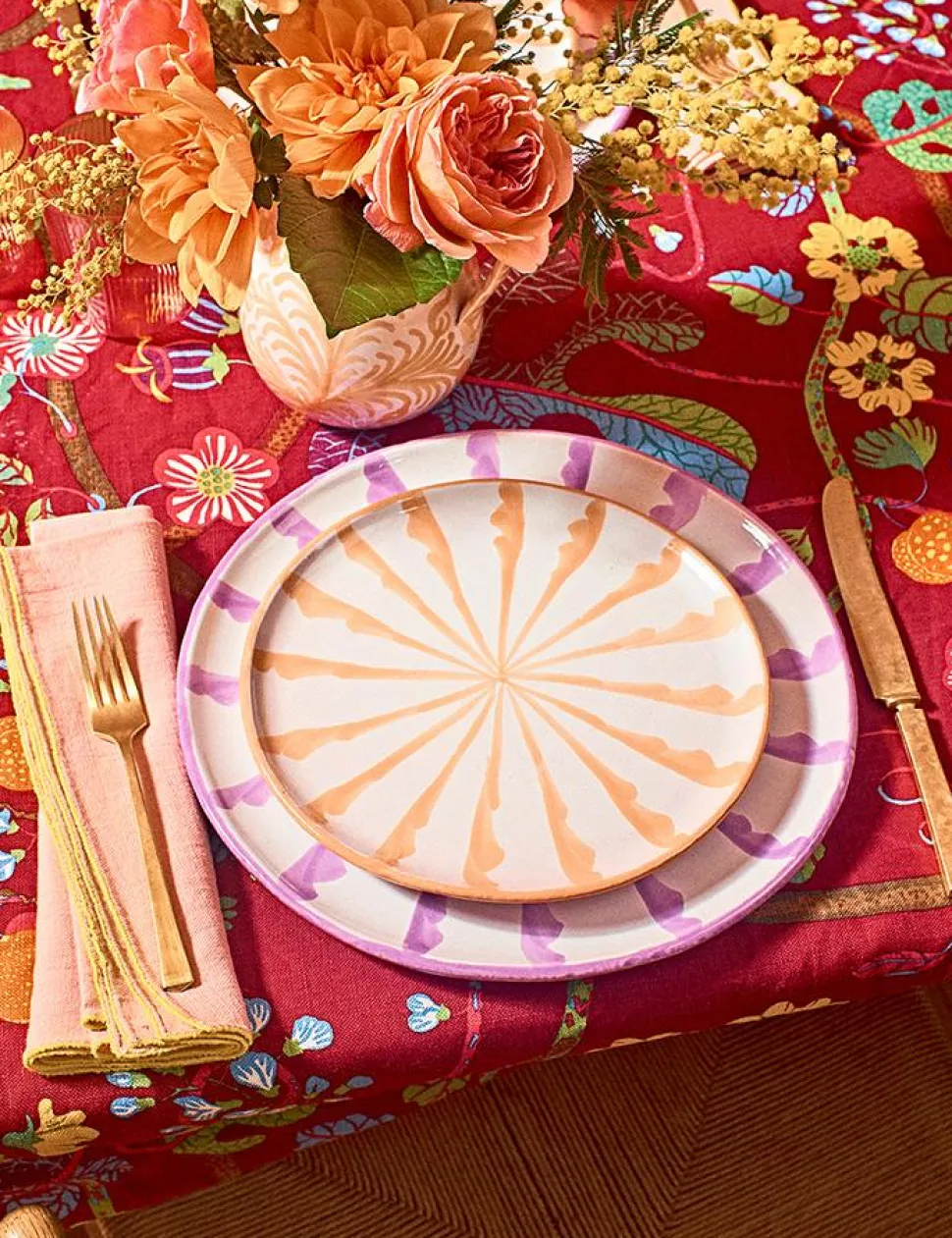 Casa Lila Salad Plate with Candy Cane Stripes