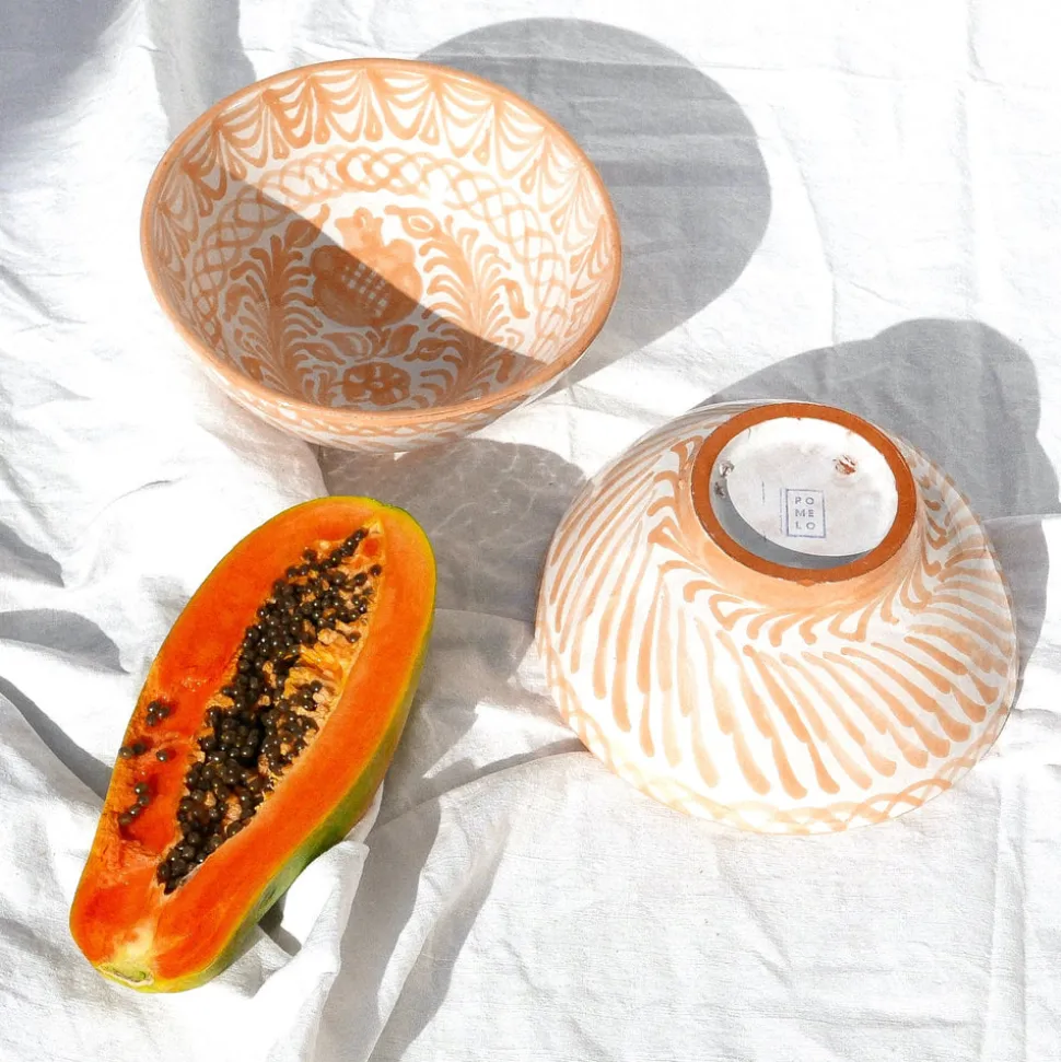 Casa Melocoton Medium Bowl with Hand-painted Designs