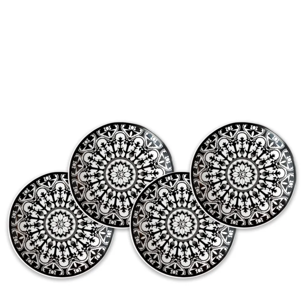 Casablanca Black Canapes Plates Boxed, Set of 4