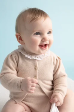 Cashmere Lurex Cardigan In Blush