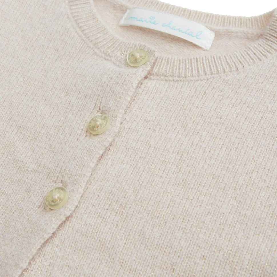 Cashmere Lurex Cardigan In Blush