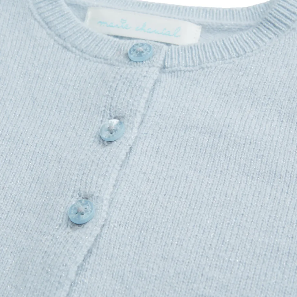 Cashmere Lurex Cardigan In Pale Blue