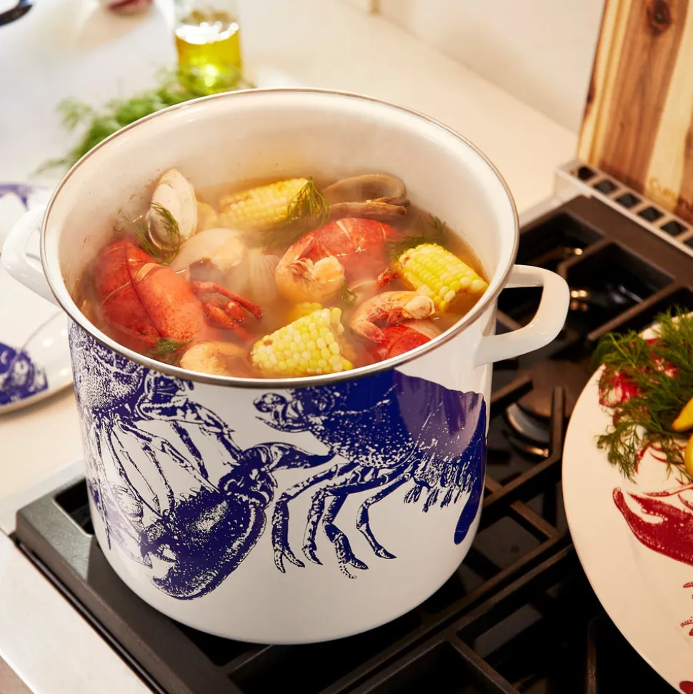 Caskata® 16 Qt. Enamel on Steel Stockpot with Cover in White