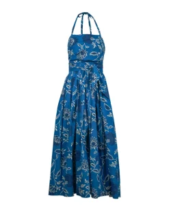 Cassandra Dress in French Blue & Cream