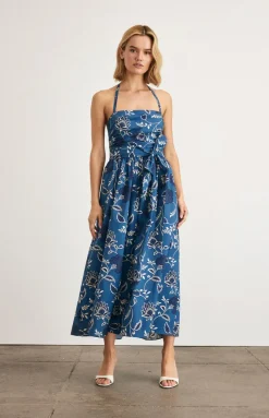 Cassandra Dress in French Blue & Cream