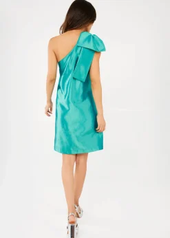 Cassie Dress in Teal Dupioni