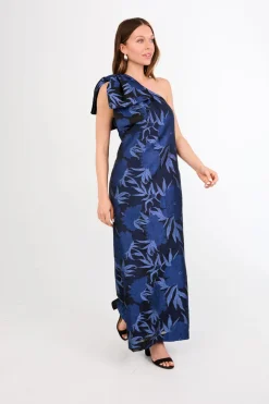 Cassie Gown in Royal Blue Pansy Vine Organza