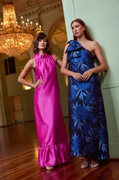 Cassie Gown in Royal Blue Pansy Vine Organza