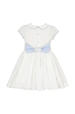 Cassis White Short Sleeve Smocked Dress