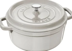 Cast Iron 7-qt Round Cocotte in White Truffle