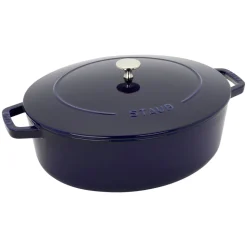 Cast Iron 6.25-qt Shallow Oval Dutch Oven in Dark Blue