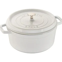 Cast Iron Round Cocotte, Dutch Oven, 5.5-quart, serves 5-6, Made in France, White
