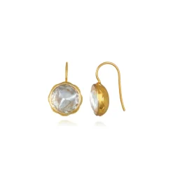 Catherine Button Earrings in White