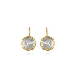 Catherine Button Earrings in White