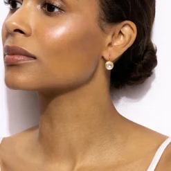 Catherine Button Earrings in White