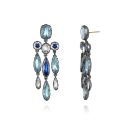 Catherine Long Girandole Earrings in Multi-Blue
