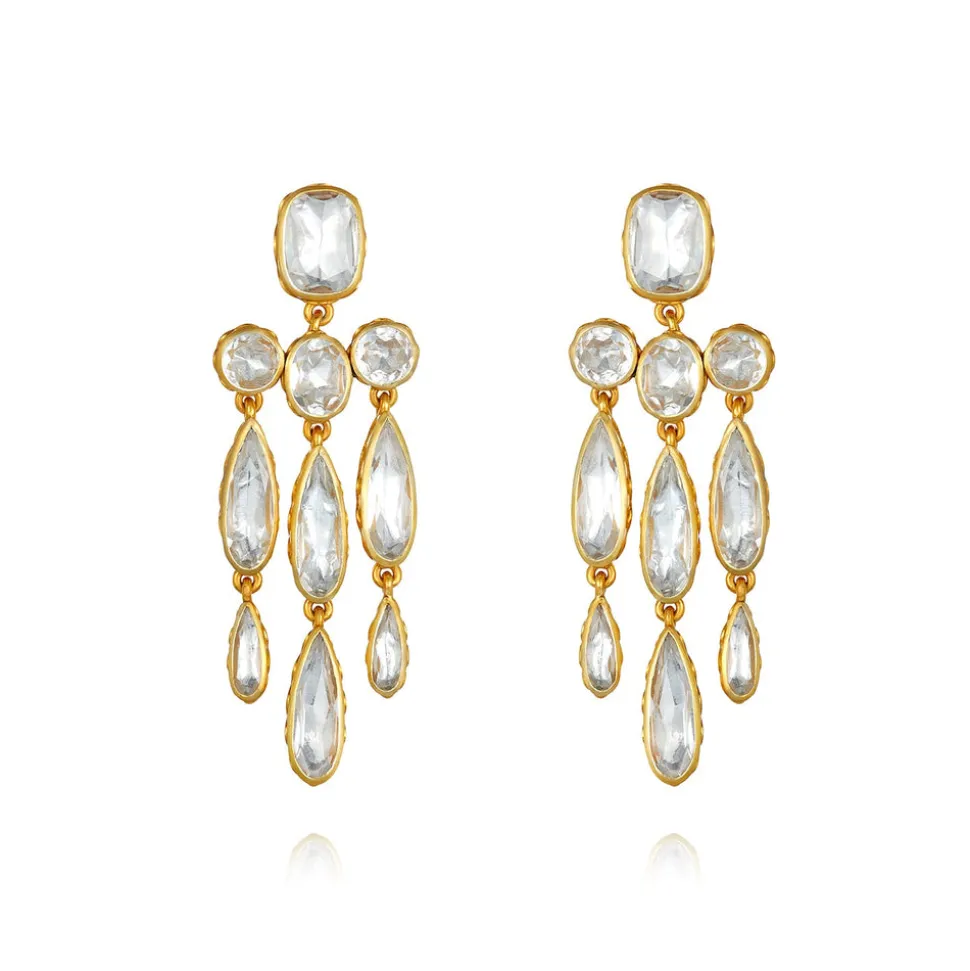 Catherine Long Girandole Earrings in White